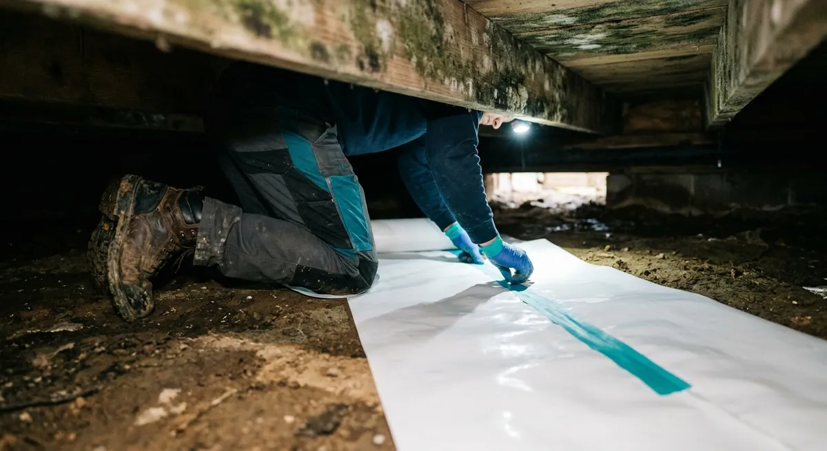 Crawl space mold remediation with vapor barrier installation in Luke Air Force Base, AZ